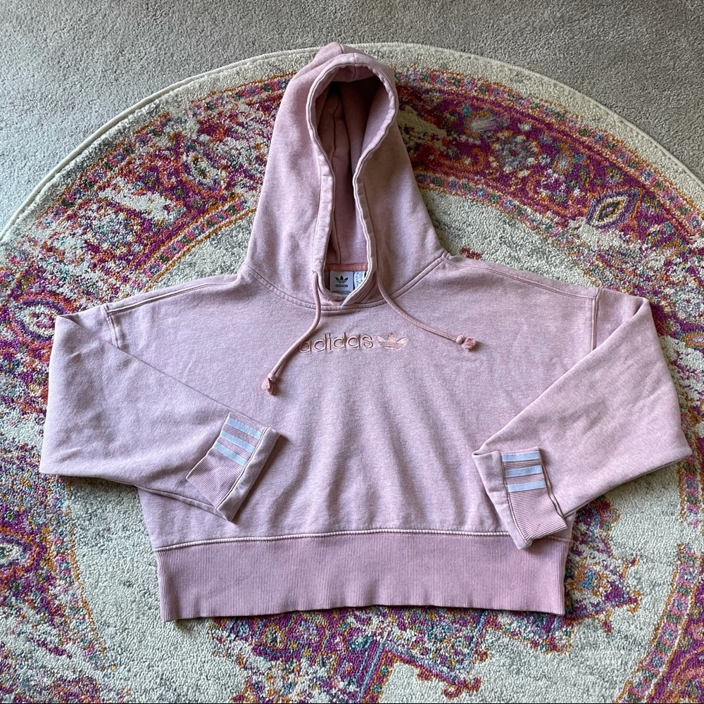 Adidas Pink Cropped Hoodie SZ SM